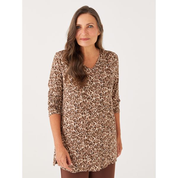 V Neck Patterned Long Sleeve Women's Tunic