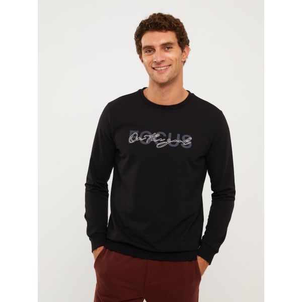 Crew Neck Long Sleeve Printed Men's Sweatshirt