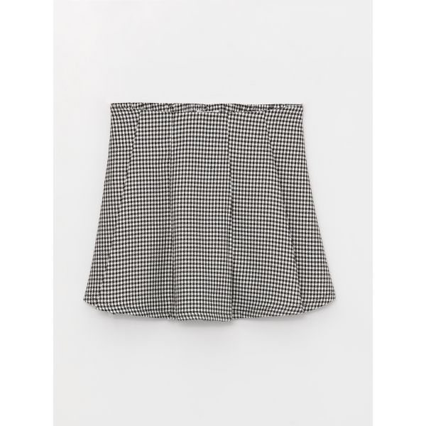 Elastic Waist Plaid Girl Short Skirt