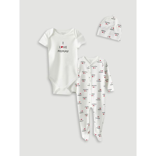 Crew Neck Printed Baby Girl Hospital Outlet Set of 3