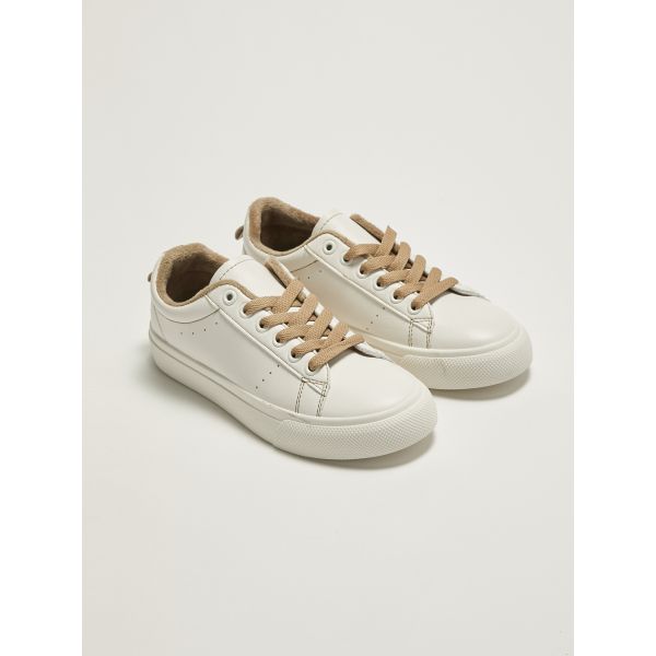 Women's Leather-Look Lace-Up Sneaker