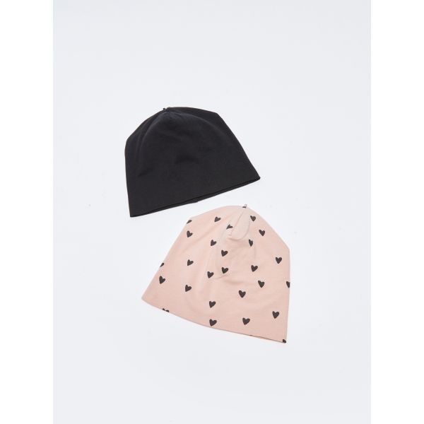 Patterned Cotton Baby Girl Beret 2-Pack