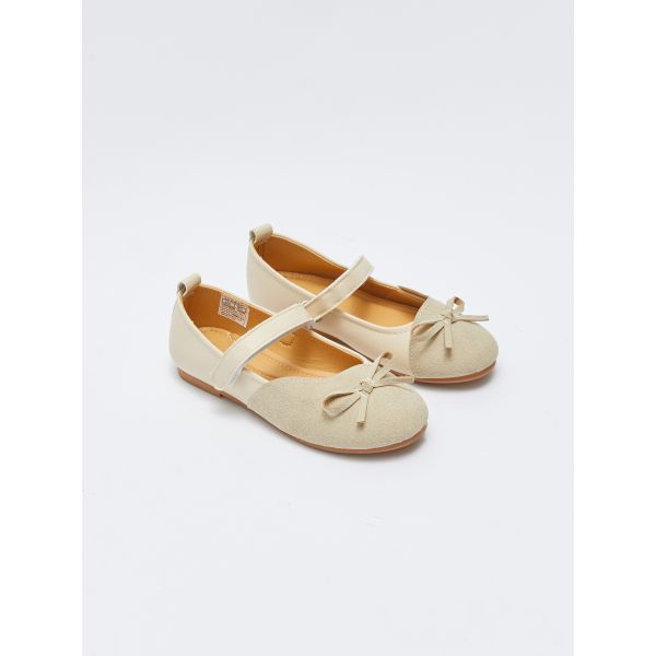 Hook and Loop Bow Detailed Girls' Flats