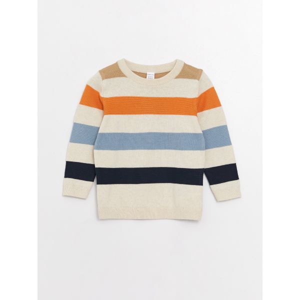 Crew Neck Long Sleeve Striped Baby Boy Tricot Sweater