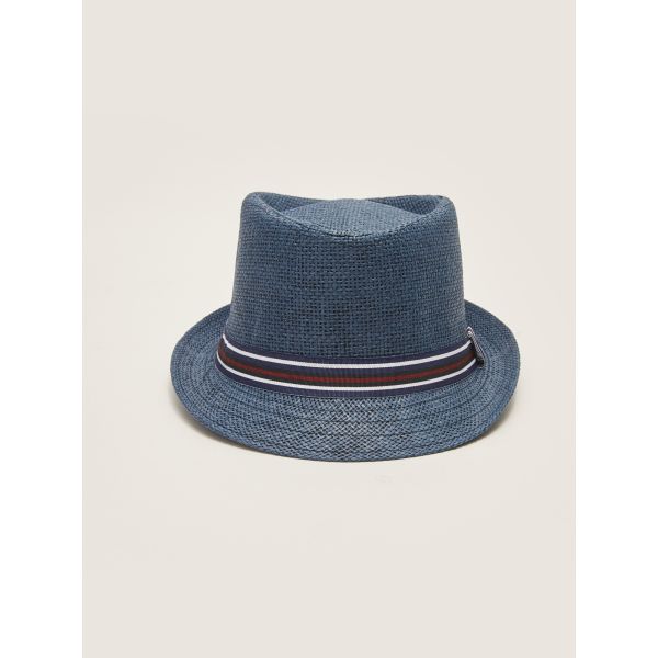 Piping Detailed Straw Men's Fedora Hat