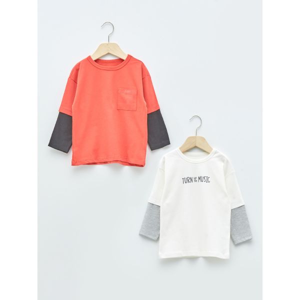 Crew Neck Long Sleeve Baby Boy T-shirt 2-Pack