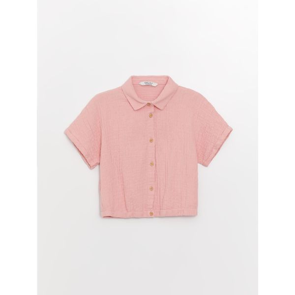 Basic Short Sleeve Girls' Crop Shirt