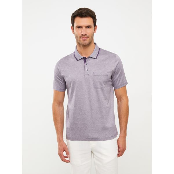 Mercerized Polo Neck Short Sleeve Men's T-Shirt