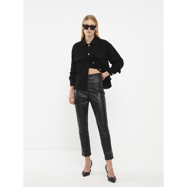 Standard Fit Regular Faux Leather Women's Trousers