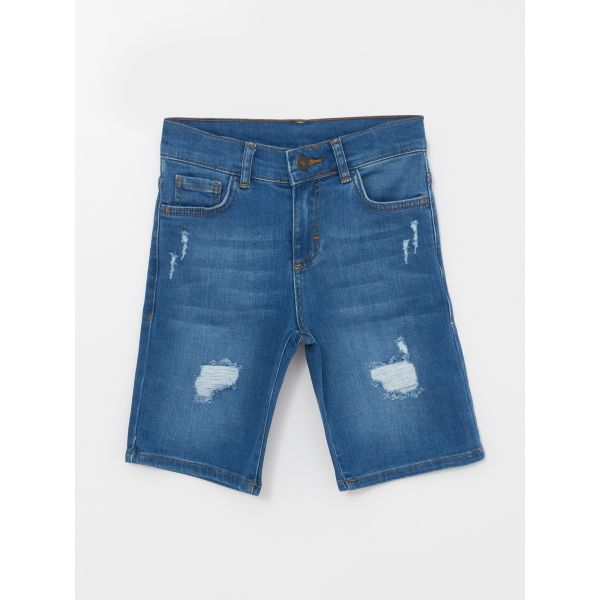 Ripped Detailed Boy Jean Shorts