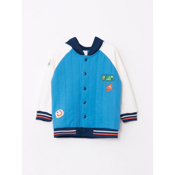 Hooded Long Sleeve Embroidery Detailed Baby Boy Sports Cardigan