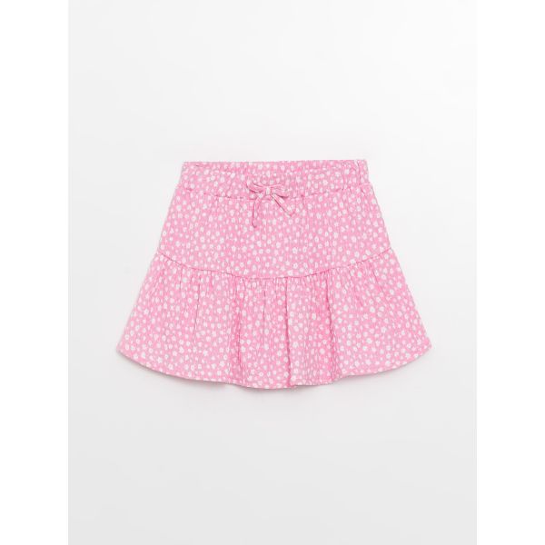 Elastic Waist Patterned Girl Short Skirt