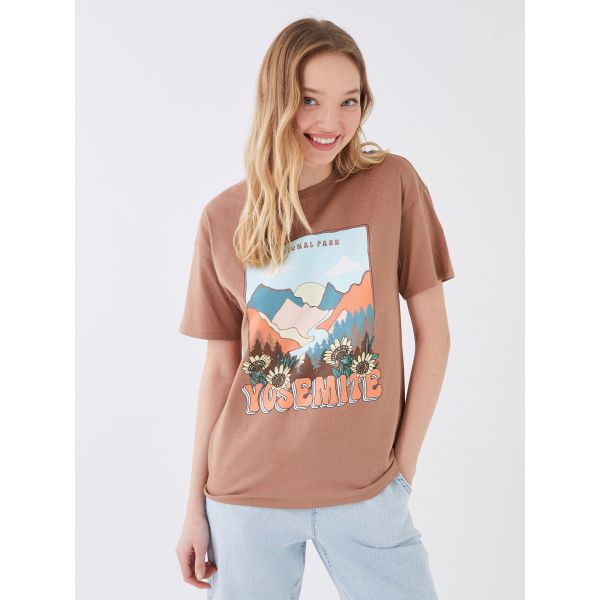 Crew Neck Printed Short Sleeve Women's T-shirt