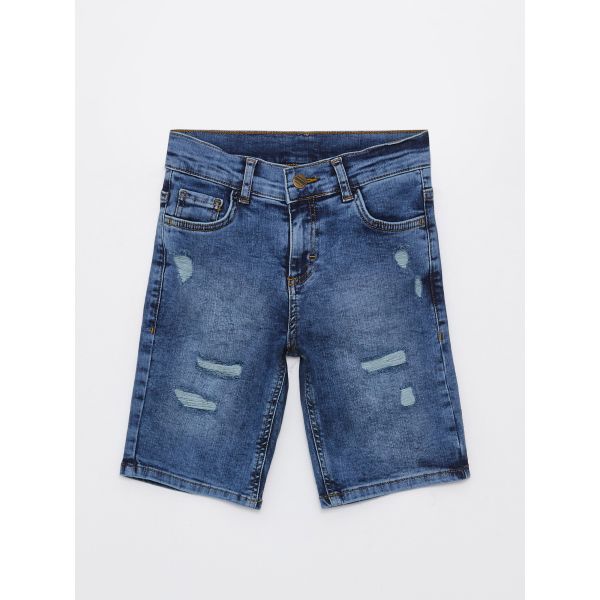 Ripped Detailed Boy Jean Shorts