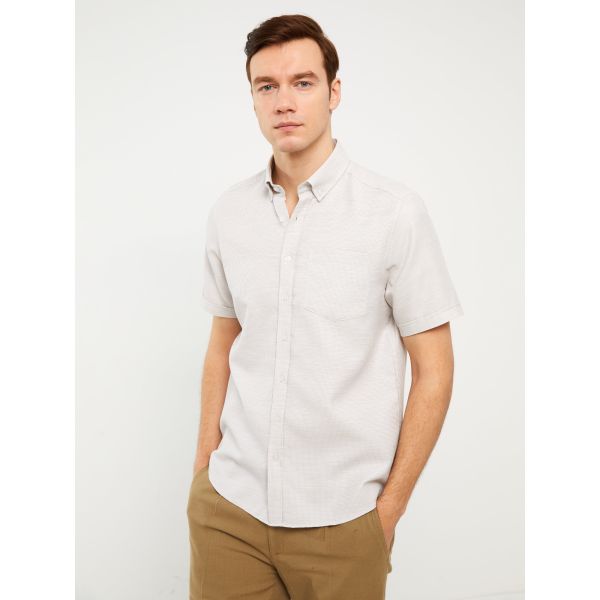 Regular Fit Men's Short Sleeve Dobby Shirt