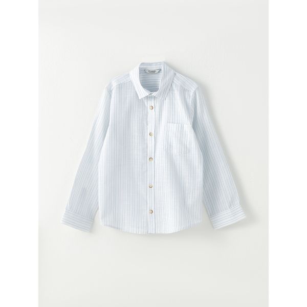 Striped Long Sleeve Poplin Boy Shirt