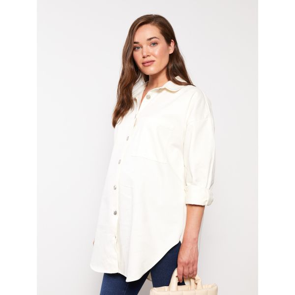 Shirt Neck Regular Long Sleeve Cotton Maternity Tunic