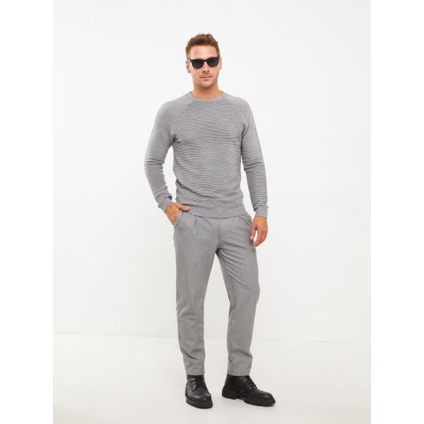 Crew Neck Long Sleeve Men's Tricot Sweater