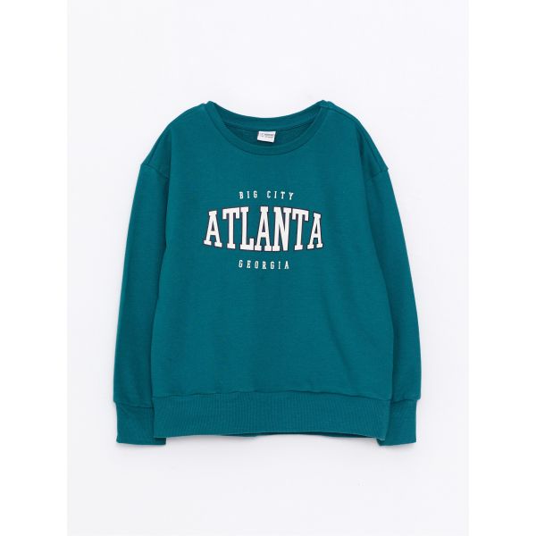 Crew Neck Printed Long Sleeve Girl Sweatshirt