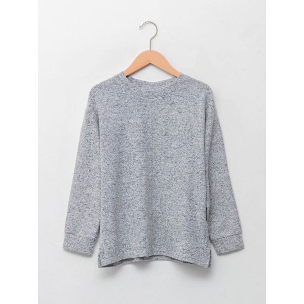 Crew Neck Basic Long Sleeve Girl T-shirt