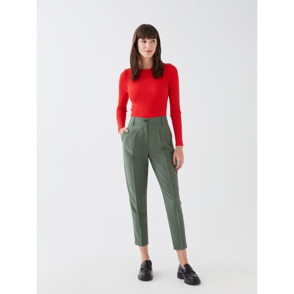 Women's High-Waisted Carrot Cut Plain Pants