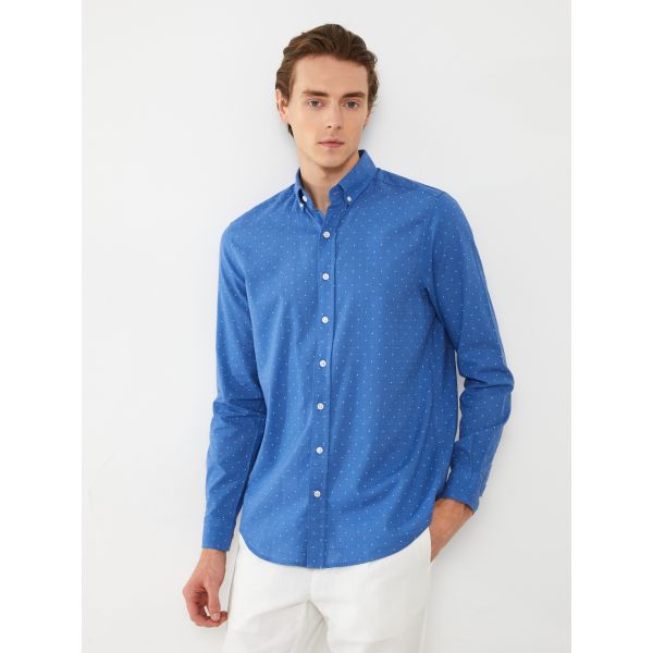 Regular Fit Long Sleeve Poplin Men's Shirt