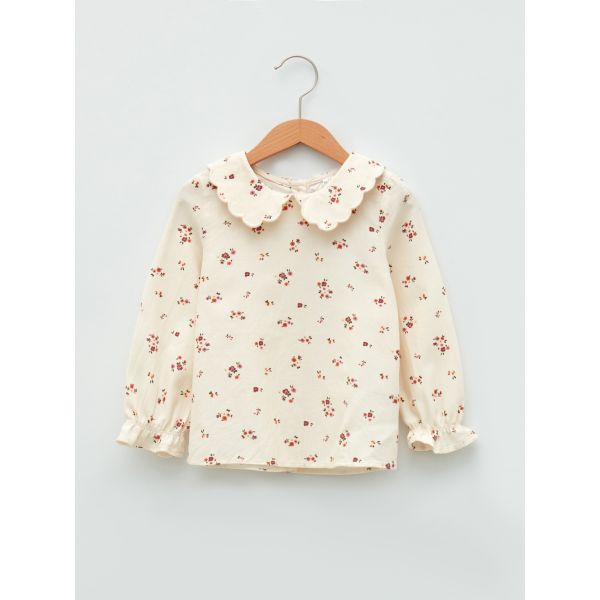 Baby Collar Long Sleeve Patterned Cotton Baby Girl Blouse