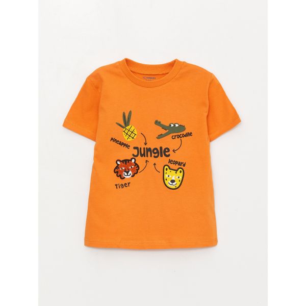 Crew Neck Short Sleeve Printed Baby Boy T-shirt