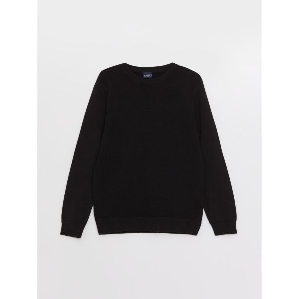 Crew Neck Basic Long Sleeve Boy Tricot Sweater