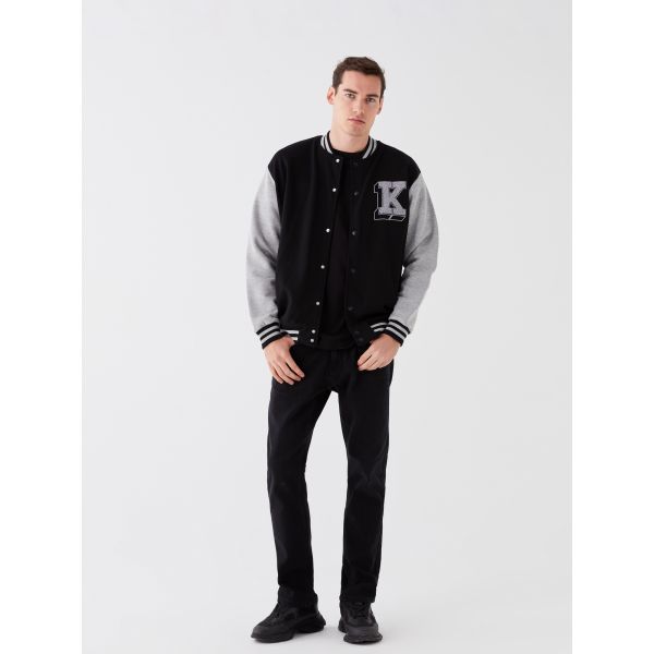 Relaxed Fit Long Sleeve Men's College Jacket