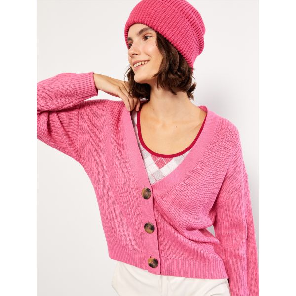 V Neck Regular Long Sleeve Women's Tricot Cardigan