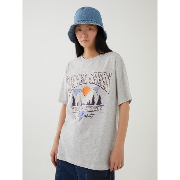 Crew Neck Printed Short Sleeve Oversized T-Shirt