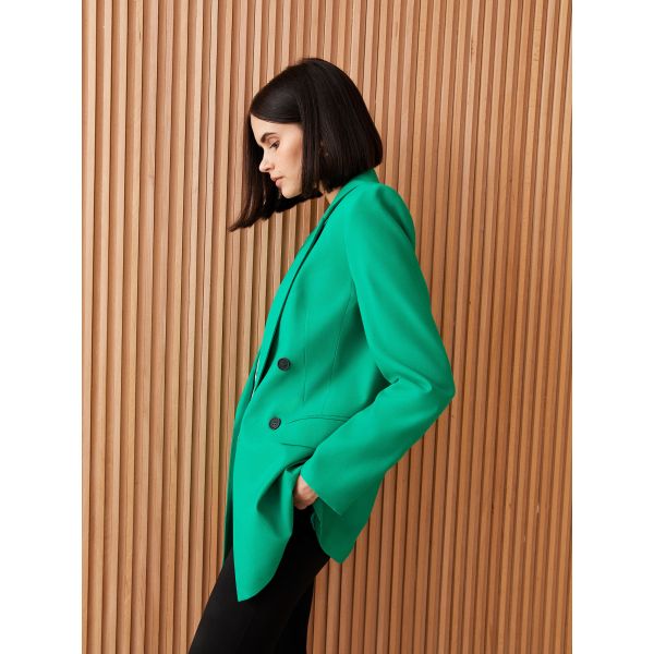 Women's Straight Long Sleeve Gabardine Blazer Jacket