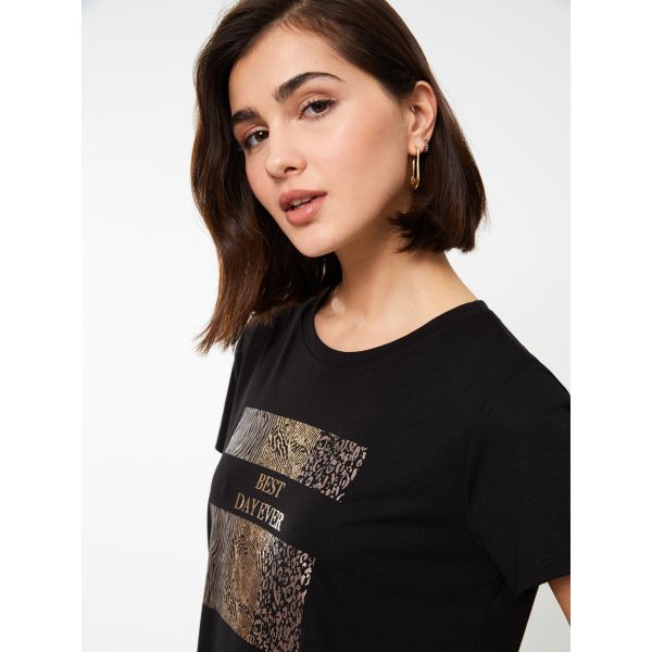 Crew Neck Printed Short Sleeve Women's T-shirt