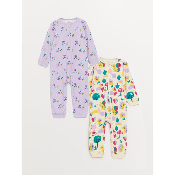 Crew Neck Printed Baby Girl Jumpsuit 2 Pieces