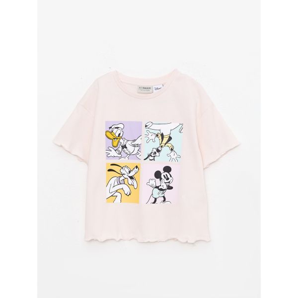 Crew Neck Disney Printed Short Sleeve Girls T-Shirt