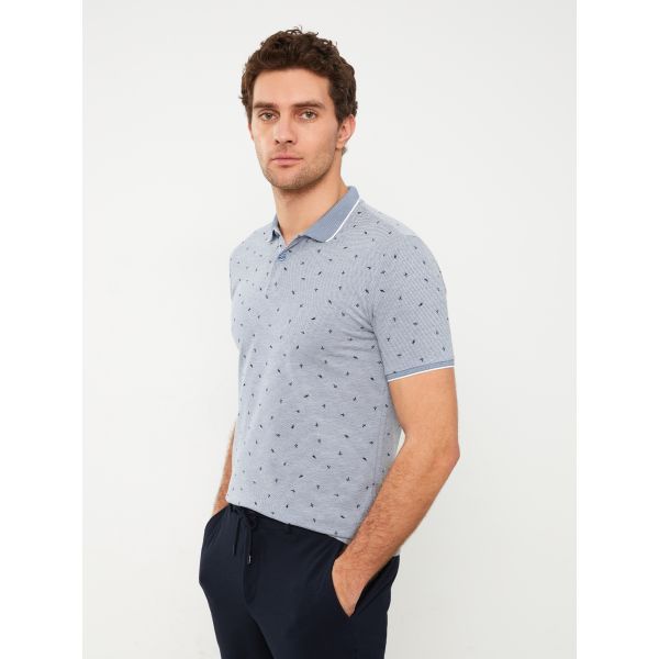 Polo Neck Short Sleeve Patterned Pike Men's T-shirt