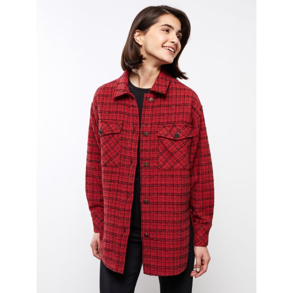 Buttoned Plaid Long Sleeve Women's Shirt