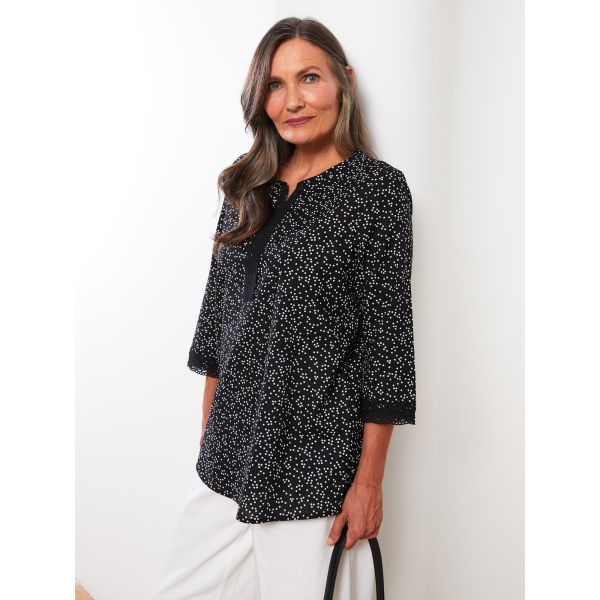 Loose Neck Patterned Women's Blouse