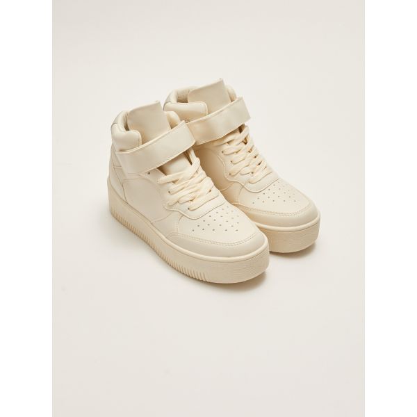 Leather Look Ankle Length Women's Sneakers