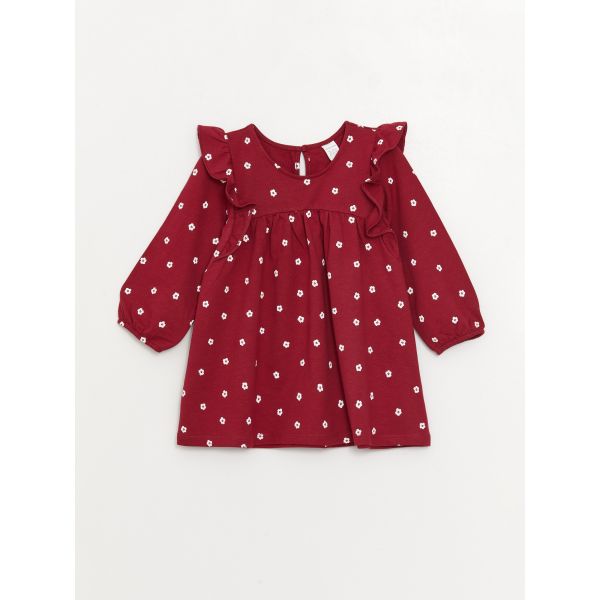 Crew Neck Patterned Baby Girl Dress