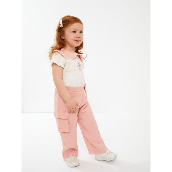 Cargo Basic Baby Girl Trousers with Elastic Waist