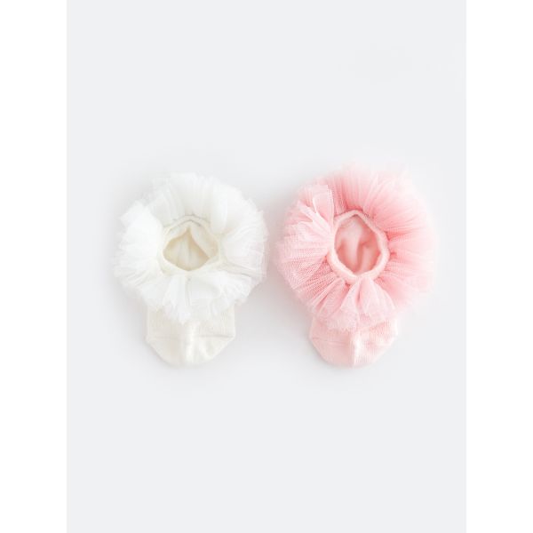 Basic Feather Detailed Baby Girl Booties 2 Pieces