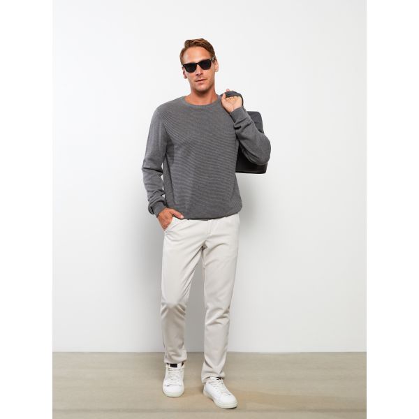 Crew Neck Long Sleeve Men's Tricot Sweater