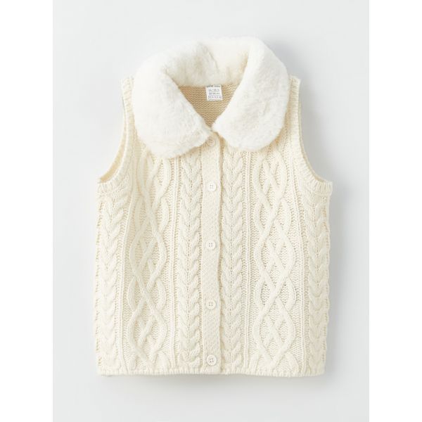 Self-Patterned Baby Girl Knit Vest