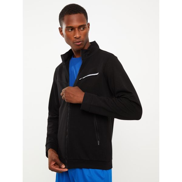 Standard Fit Stand Up Collar Men's Sports Cardigan