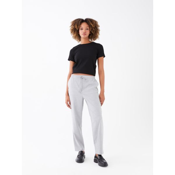 Women's Elastic Waist Relaxed Fit Regular Trousers