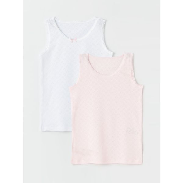 Crew Neck Basic Girl Undershirt 2 Pieces