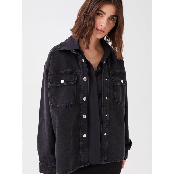 Shirt Neck Regular Long Sleeve Women's Jean Jacket