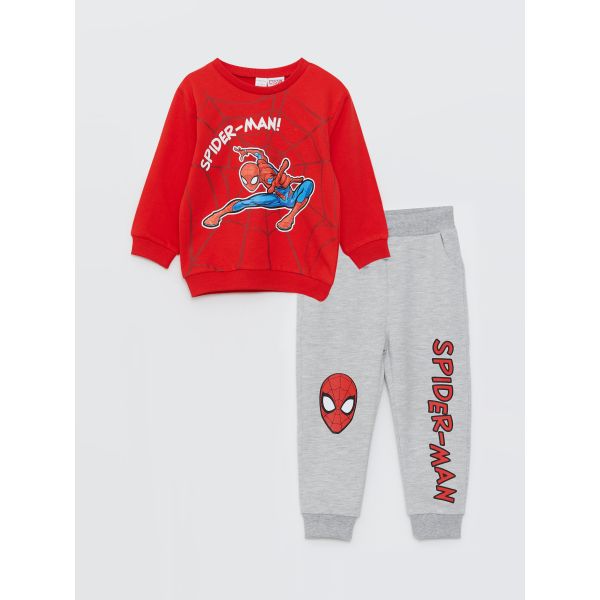 Crew Neck Long Sleeve Spiderman Printed Baby Boy Sweatshirt and Sweatpants 2-Pack Set